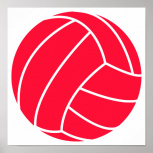 Poster Volley-ball rouge écarlate