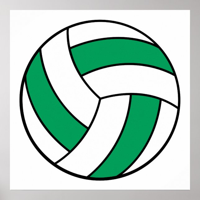Poster volley-ball vert et blanc (Devant)