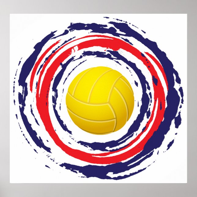 Poster Volley Bleu Rouge Et Blanc 2 (Devant)