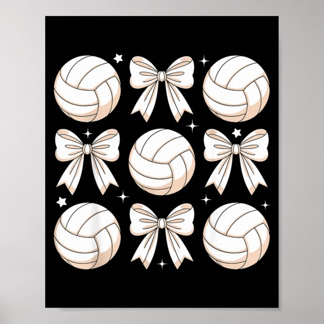 Poster Volleyball Coquette Bow Volleyball Mama Sister  (Devant)