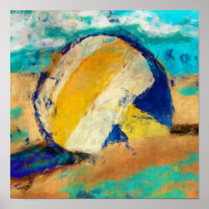 Poster Volleyball de plage abstrait