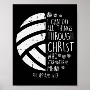 Poster Volleyball je peux faire des choses Bible Verse Di