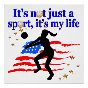 POSTER VOLLEYBALL LIFE USA FLAG DESIGN