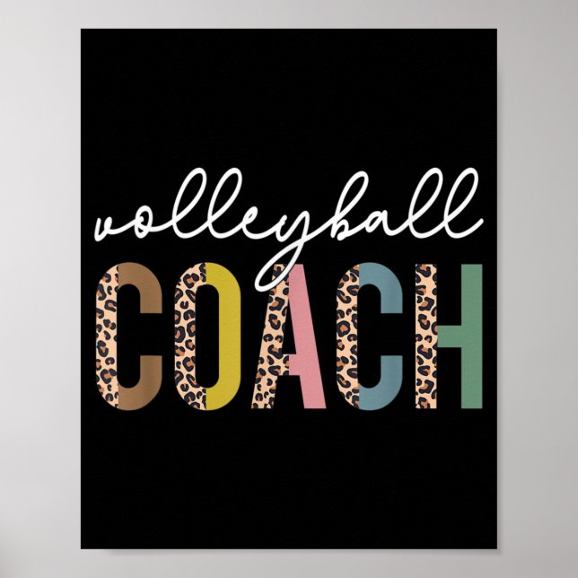 Poster Volleyball Maman Leopard Volleyball Coach Équipe C (Devant)