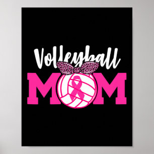 Poster Volleyball Maman Pink Ribbon Conscience du cancer
