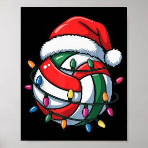 Poster Volleyball Noël Chapeau de Père Noël Volleyball Sr