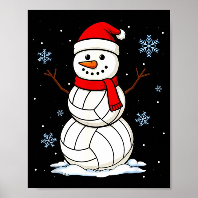 Poster Volleyball Snowman Merry Christmas Funny Srts Xmas (Devant)