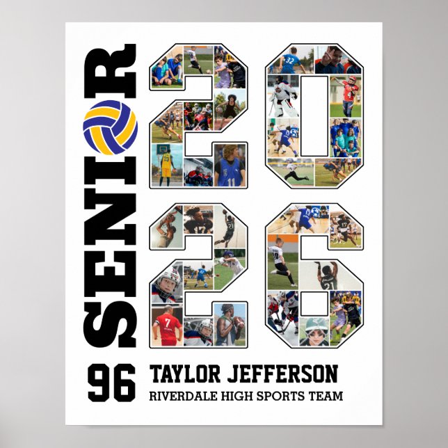 Poster Volleyball Team Senior 2026 Sports Photo Collage (Devant)