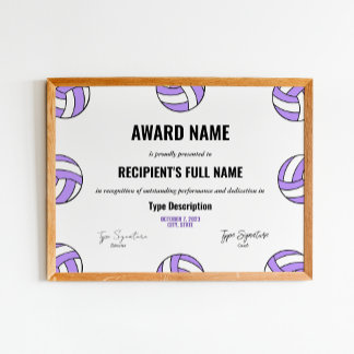 Poster Volleyball violet, prix de la reconnaissance du me