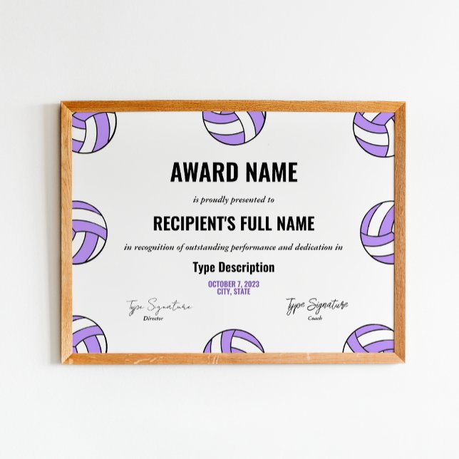 Poster Volleyball violet, prix de la reconnaissance du me (Créateur téléchargé)