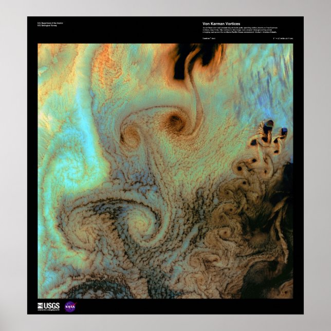 Poster Von Karman Vortices Pacifique Nord (Devant)