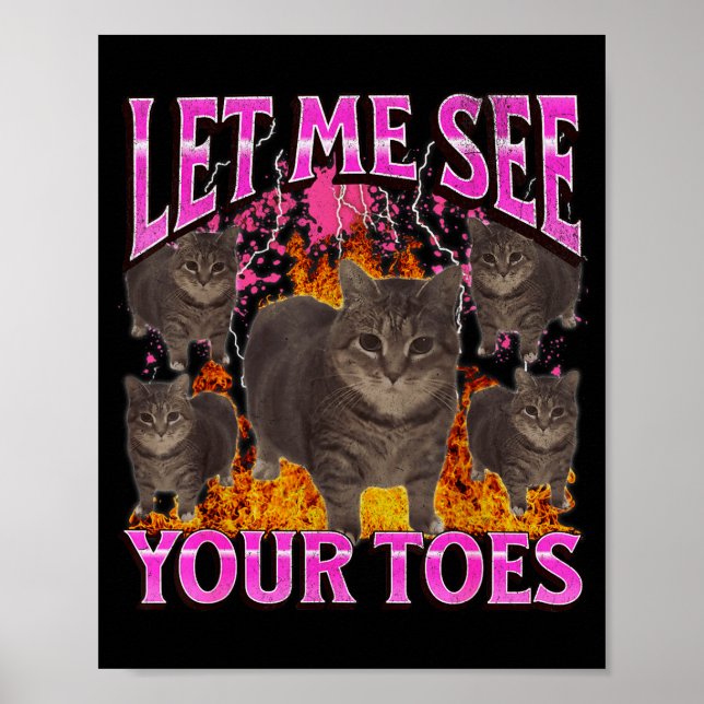 Poster Vos orteils drôle de chat mème contrefaçon graphiq (Devant)