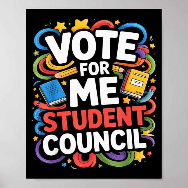 Poster Vote For Me Student Council Great Vibes School Ele (Devant)