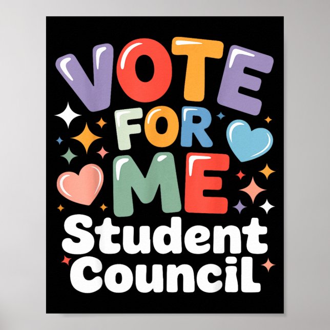 Poster Vote For Me Student Council Vibes School Election  (Devant)