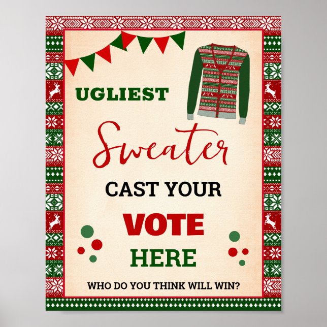 Poster Vote for Ugliest Christmas Sweater Sign (Devant)