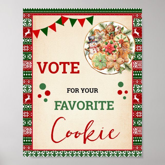 Poster Vote for Your Favorite Cookies Christmas Sign (Devant)