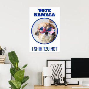 Poster Vote Kamala USA flag Shih Tzu Pas mignon chien