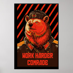Poster Vote ours soviétique - mème d'ours russe