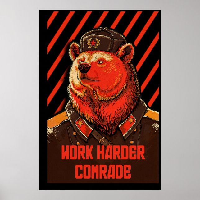 Poster Vote ours soviétique - mème d'ours russe (Devant)