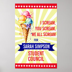 Poster Vote pour le président de classe : Bold "Scream" S