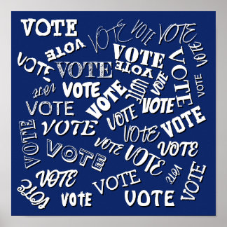 Poster Vote texte police motif élection blanc bleu