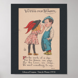 Poster Votes pour les femmes. Guillemets d'habilitation