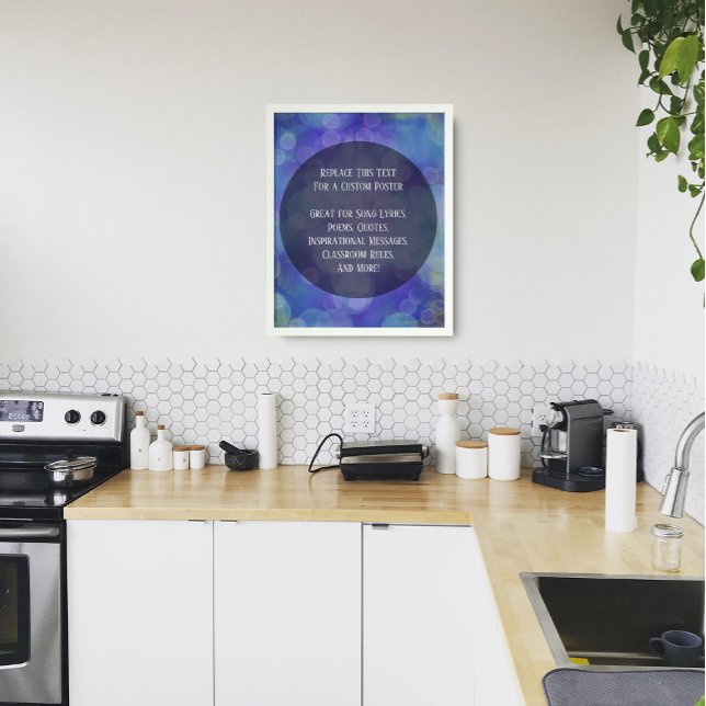 Poster Votre Citation préférée Bleu Bleu Grunge Bulles (Créateur téléchargé)