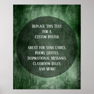 Poster Votre citation préférée Grunge vert foncé sur Cerc