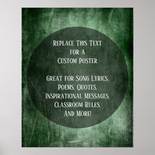 Poster Votre citation préférée Grunge vert foncé sur Cerc (Devant)