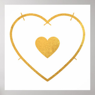 Poster Votre coeur dans mon coeur Jaune d'or