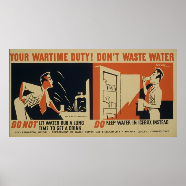 Poster Votre devoir de guerre ! Ne pas gaspiller l'eau Vi (Devant)