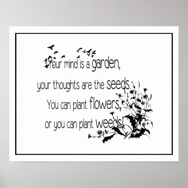 Poster Votre esprit est une citation inspirée du jardin (Devant)