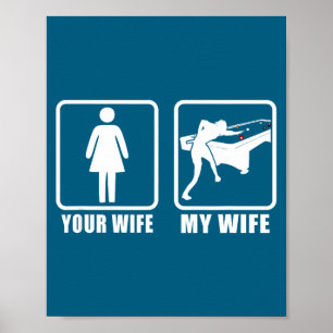 Poster Votre femme ma femme conjoint mari billard 8 ball