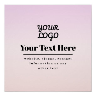 Poster Votre logo et texte Ombré rose et pêche