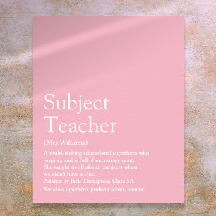 Poster Votre meilleure enseignante jamais Définition Rose