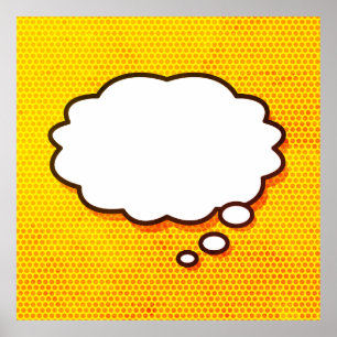 Poster Votre Message Bulle de Pensée Amusant Bande Dessin