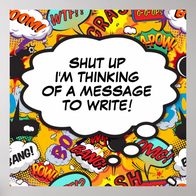Poster Votre message Pensez Bubble amusant Retro Comic Bo (Devant)