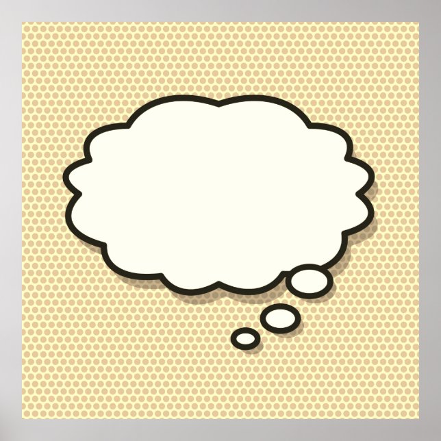 Poster Votre message Pensez Buble Amusant Rétro Comic Boo (Devant)