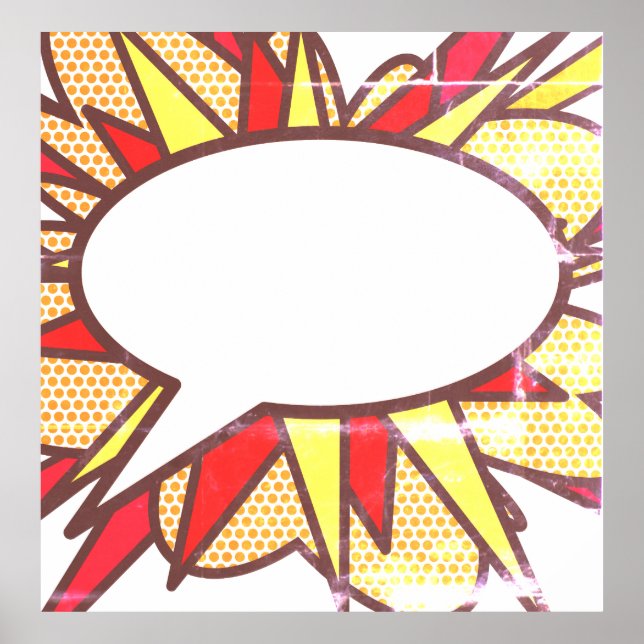Poster Votre message Voix Bubble Amusant Retro Comique Li (Devant)