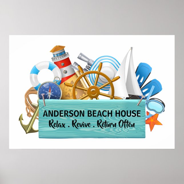 Poster Votre Nautique - Panneau Maison de Plage (Devant)