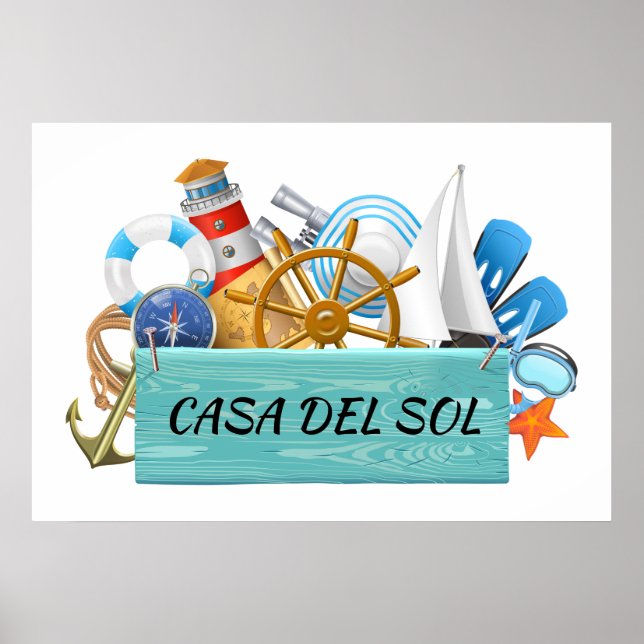 Poster Votre Nautique - Panneau Maison de Plage (Devant)