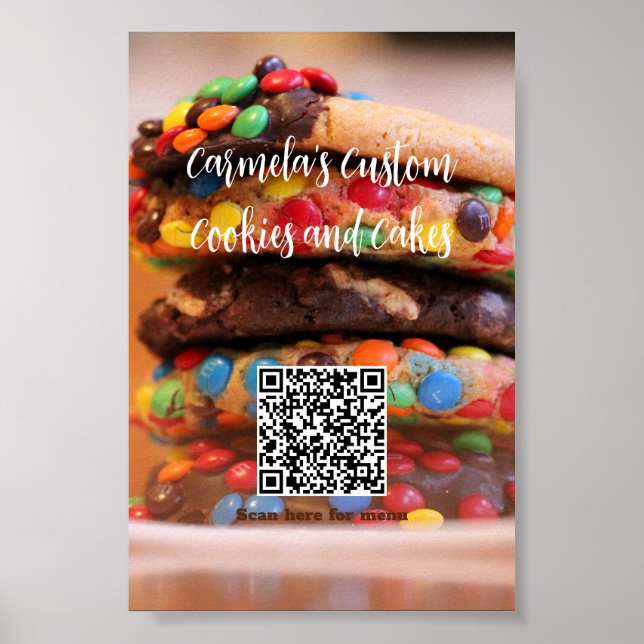Poster Votre nom d'entreprise Texte avec code QR de menu  (Devant)