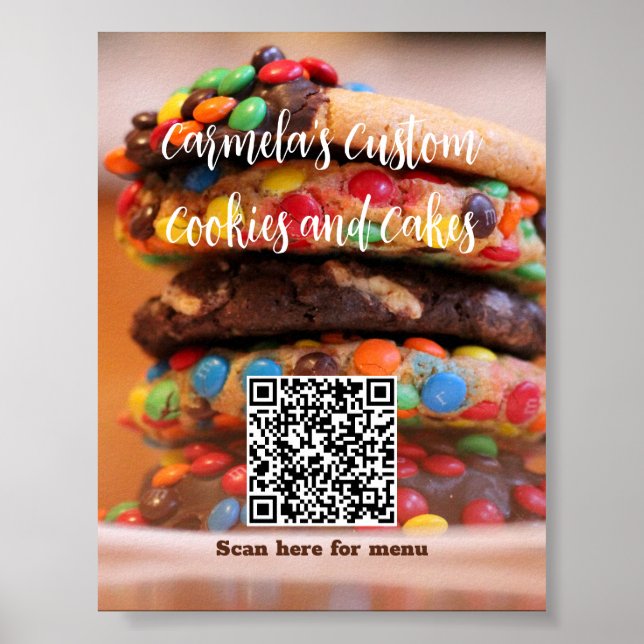 Poster Votre nom d'entreprise Texte avec menu Code QR Pho (Devant)