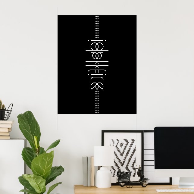 Poster Votre nom en tant que glyphes Aliens Unique Noir (Bureau à domicile)