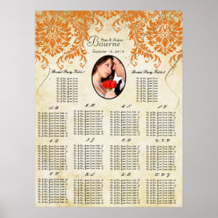 Poster Votre photo Coral Damask Gold Seing Chart