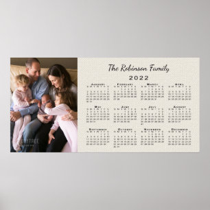 Poster Votre photo et nom 2022 Calendrier Faux Canvas
