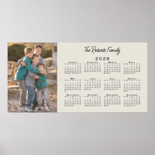 Poster Votre photo et nom 2026 Calendrier Faux Canvas