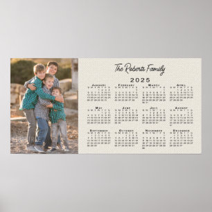 Poster Votre Photo et Nom Calendrier 2025 Toile de Fond F