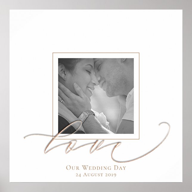 Poster Votre photo Love Script Mariage Jour Signature (Devant)