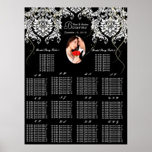 Poster Votre Photo Noir Blanc Damassé 140 + Plan de table